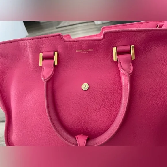 YSL Saint Laurent Classic Y Cabas Fuchsia Leather Satchel - Picture 9 of 16